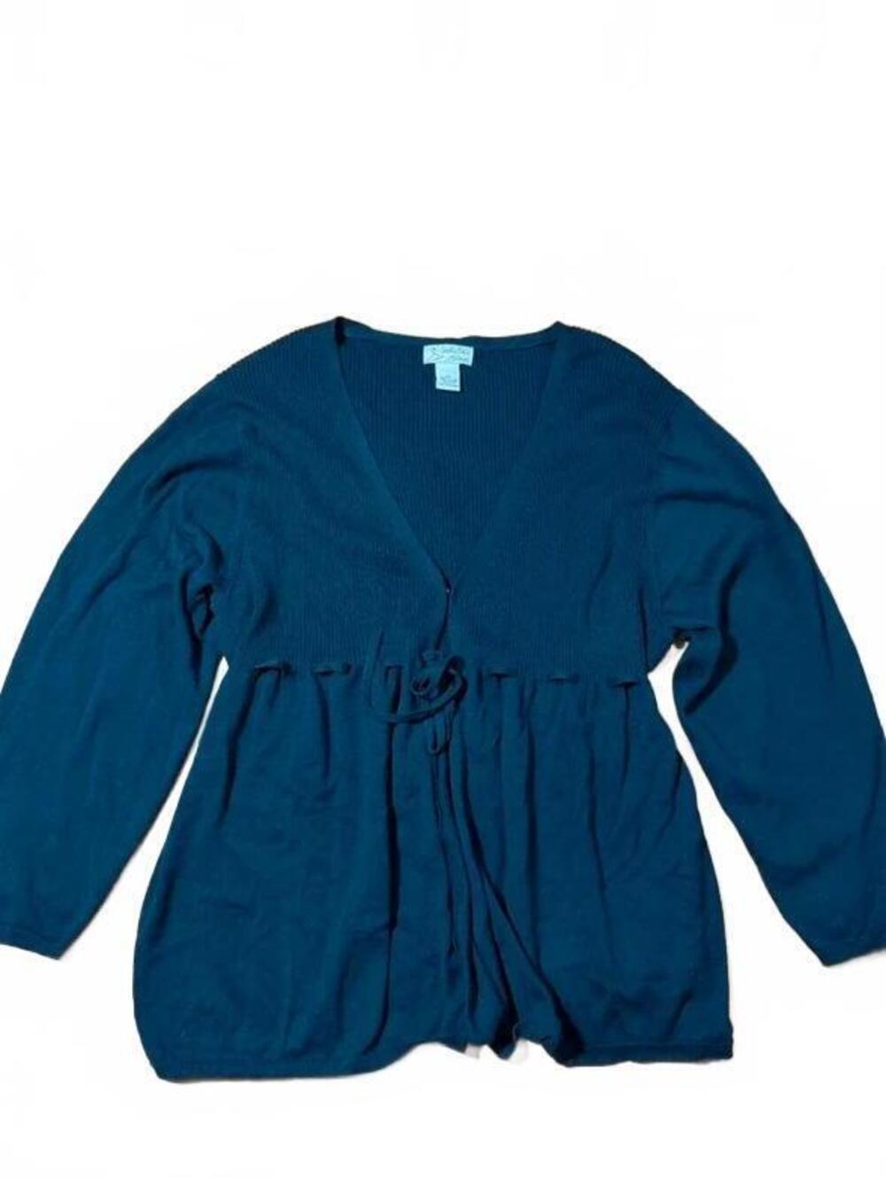 2000s Isabella's Closet Black Cotton Cardigan with Waist Cinch Size 2X